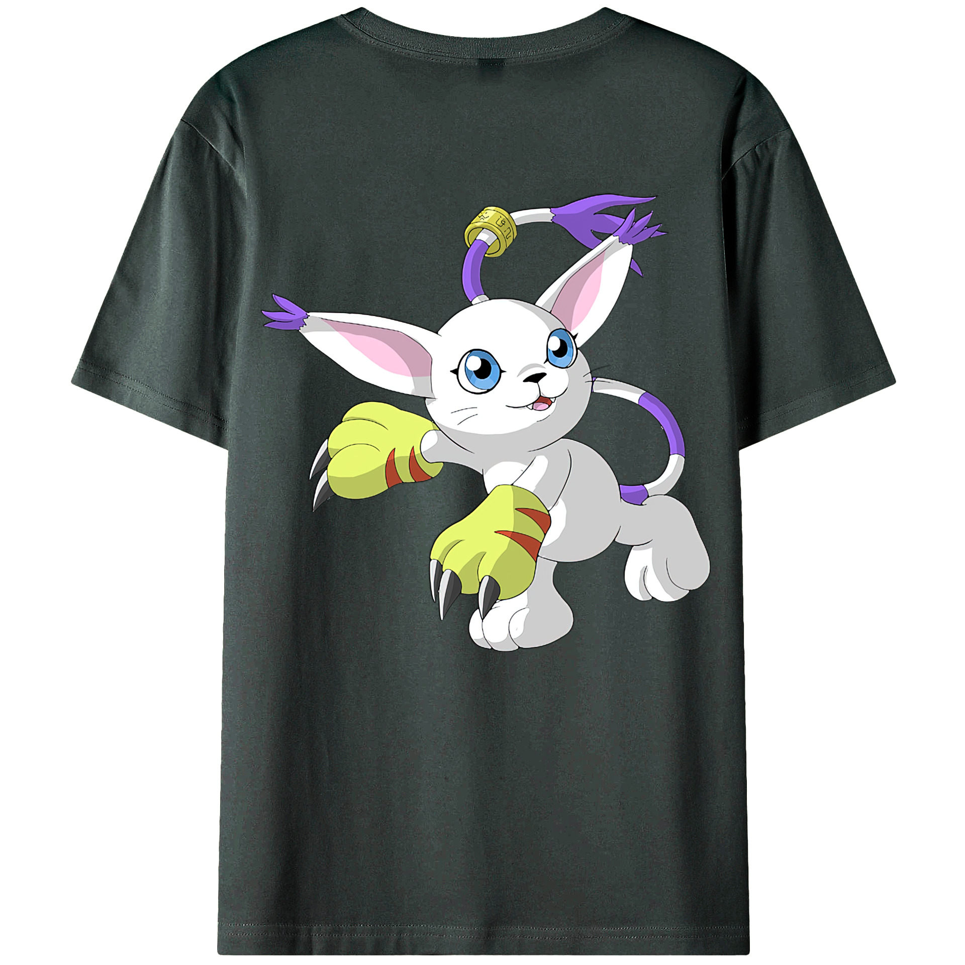 （画像用） Digimon デジタルモンスター/デジモン 綿100％ メンズ半袖Tシャツ（バックプリント） 通気性